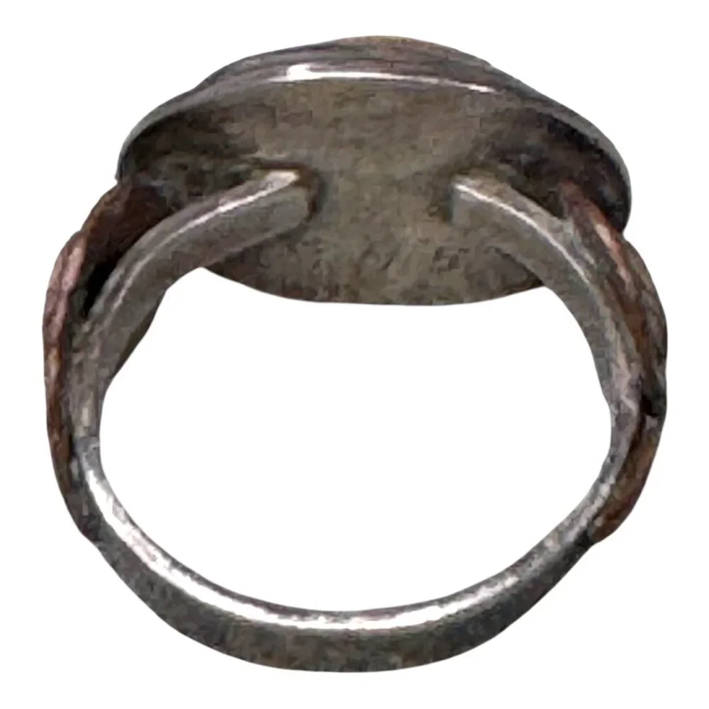 Antique 1945 Arts Crafts Operculum Sterling Silver Ring Size 7 Vintage Handmade - Picture 11 of 11